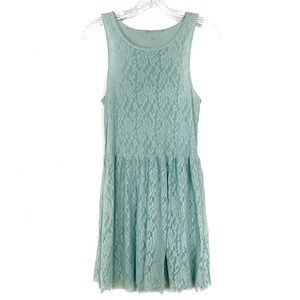 Free People | Reversible Aquamarine Lace & Polka Dot Dress